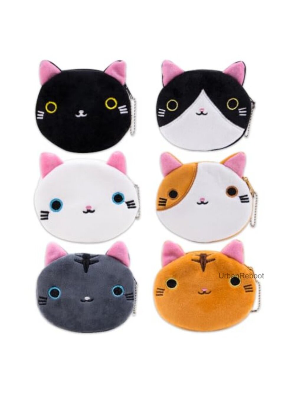 Plush Cat Coin Purse Set with Zipper Small Change Wallet for Women
